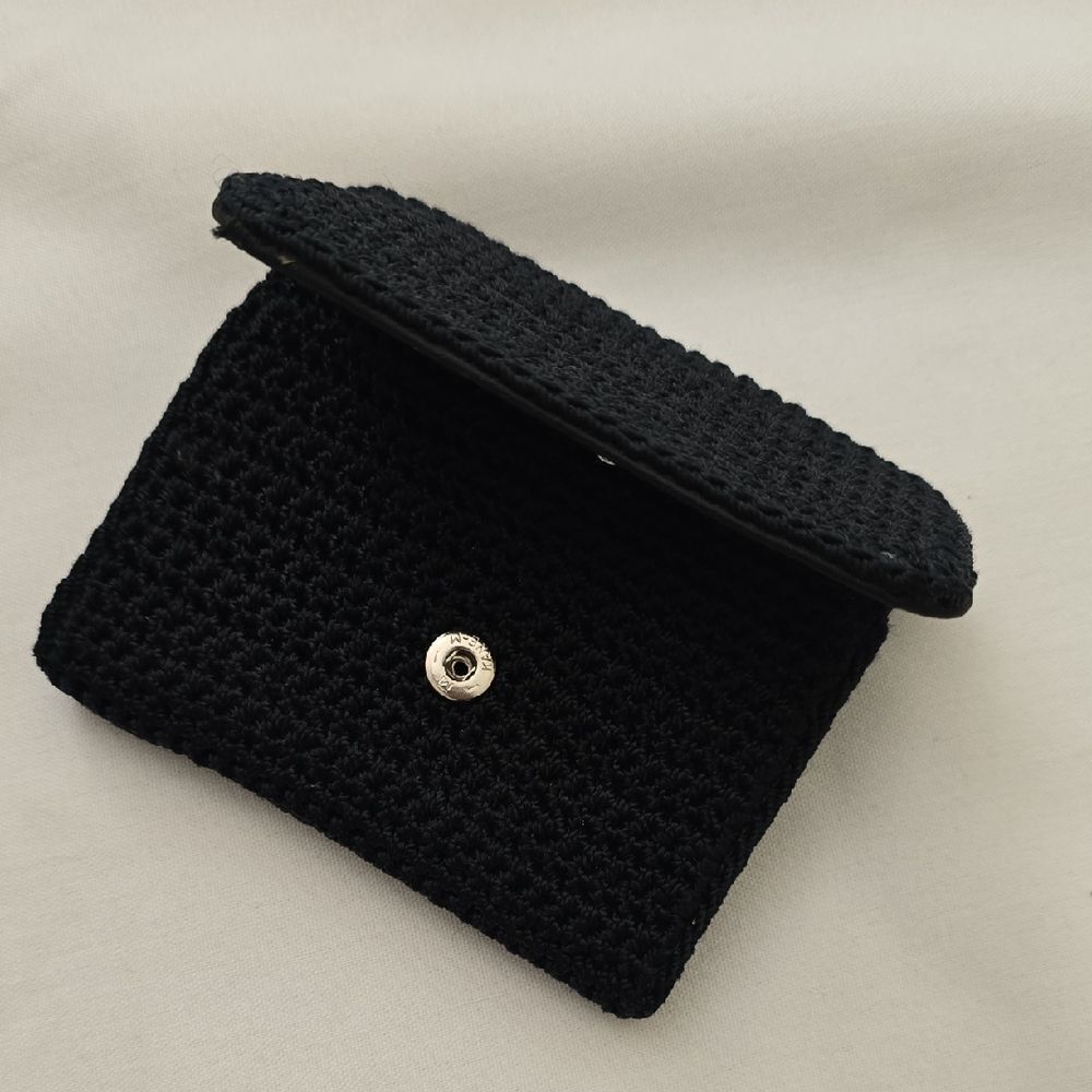 The Sak Black Knit Details Wallet with Silver Button
